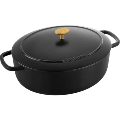 Abbildung von BALLARINI Bellamonte Auflaufform, Bräter, Dutch Oven, Emailliertes Gusseisen, Oval, 31 cm, 5,5 L, Schwarz