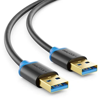 Abbildung von deleyCON 0,5m USB 3.0 Super Speed Kabel A Stecker zu Übertragungsraten bis 5 Gbit/s Schwarz/Blau