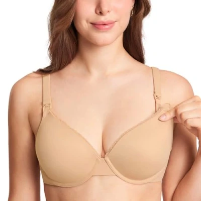 Abbildung von Gratlin Damen Still BH mit Bügel Gepolstert Schwangerschafts BHS Stütz Umstands Komfort Vollschalen Cups Taupe Tan 80B