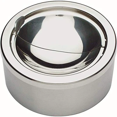 Abbildung von APS Aschenbecher mit Windschutzdeckel, Ascher aus Edelstahl Windabdeckung, Ø 12 cm, Höhe 5,5 cm
