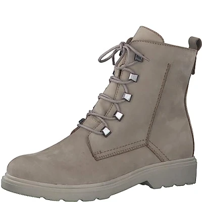 Abbildung von MARCO TOZZI Damen Stiefeletten zum Schnüren aus Leder Herbst, Braun (Taupe Nubuck), 42