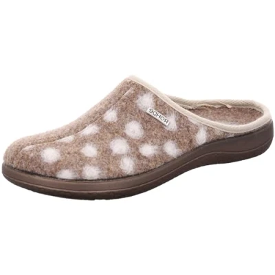 Abbildung von Rohde Damen Hausschuh Filz Pantoffel süße Tupfen Bari 6551, Größe:41 EU, Farbe:Beige