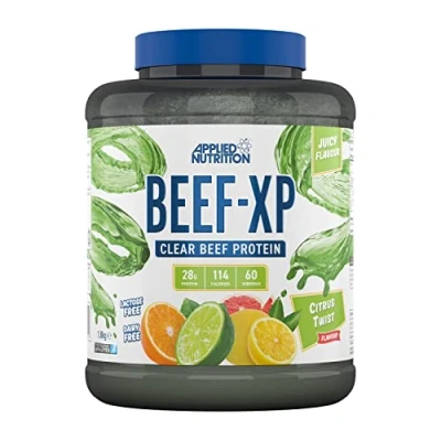 Abbildung von Applied Nutrition Beef XP Klares Hydrolysiertes Fruchtsaftartiges Protein Isolate, Powder ohne Milchprodukte, Laktose, Zucker, Fettarm (1.8kg, Citrus Twist)