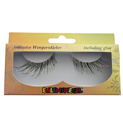 Abbildung von Eulenspiegel 001356 Künstliche Wimpern, Cabaret Silber, 1 ml Spezial Wimpernkleber, Anleitung, für Karneval, Mottoparty