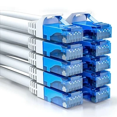 Abbildung von deleyCON 10x 0,5m CAT6 Netzwerkkabel Set Kurzes 50cm U UTP RJ45 CAT 6 LAN Kabel Patchkabel Ethernetkabel DSL Switch Router Modem Repeater Patchpanel Weiß