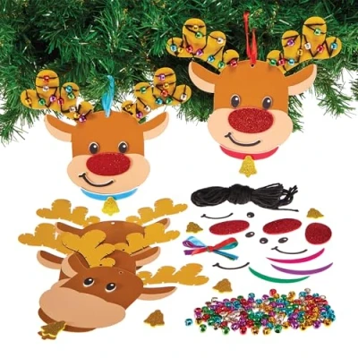 Abbildung von Baker Ross FX805 Rentier Weihnachtslichter Perlenfädel Sets Packung mit 5, Weihnachts Kunsthandwerk für Kinder, Mittel