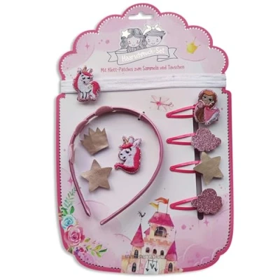 Abbildung von Papierdrachen Haarschmuck Set Haarreifen Haarband Klett wechselbare Patches im Design *Prinzessin * Schöne kreative Haar Accessoires für Mädchen 1