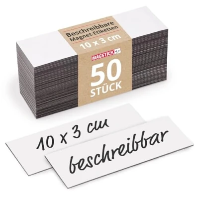 Abbildung von Magstick Magnetstreifen 50 Stück I 10 x 3 cm beschreibbar zum beschriften wiederverwendbar zuschneidbar abwischbar Magnet etiketten Haftstreifen Magnetkarten für White board Kanban Scrum mag_206