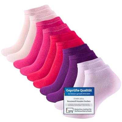 Abbildung von STARK SOUL 10 Paar Essentials Sneaker Socken, Baumwolle, Berry Colors, Gr. 39 42