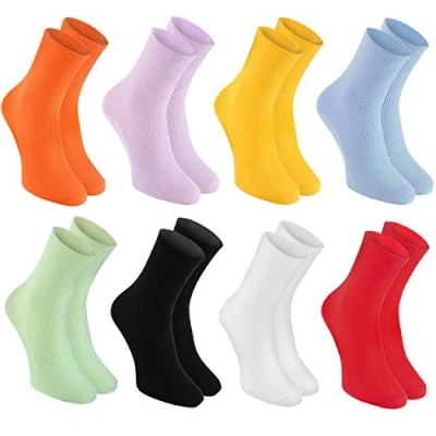 Abbildung von Rainbow Socks Damen Herren Baumwolle Diabetiker Socken Ohne Gummibund 8 Paar Orange Gelb Lila Blau Grün Schwarz Weiß Rot Größen 44 46