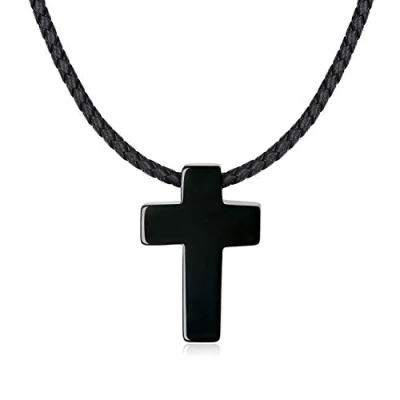 Abbildung von COAI Unisex Geschenkideen Halskette Kreuz Anhänger aus Obsidian mit Lederkordel Glückskette