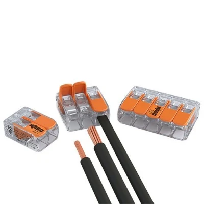 Abbildung von WAGO 30 Stück Verbindungsklemme 15x2, 10x3, 5x5 Draht mit Hebel 0,2 4mm² Kleines Design, transparent