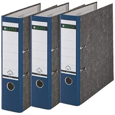 Abbildung von Leitz Qualitäts Ordner, 3er Pack, Wolkenmarmor Papier, A4, 8 cm Rückenbreite, Blau, 310305035