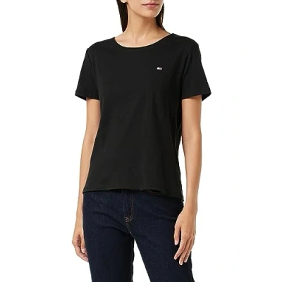 Abbildung von Tommy Hilfiger Damen TJW Slim Jersey C Neck T Shirt, Schwarz, XS