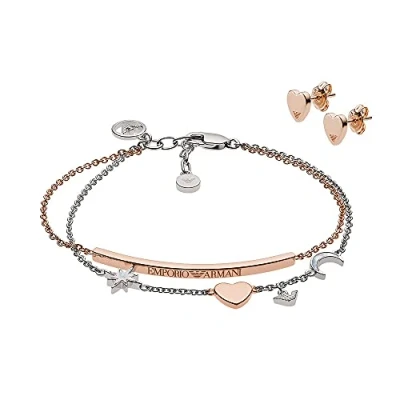 Abbildung von Emporio Armani Set Für Frauen, Größe Stud: 8X7X2mm Rose Gold Sterling Silber Set, EG3417221
