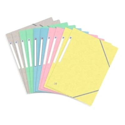 Abbildung von OXFORD Topfile+ 10 Hüllen aus Karton, 3 Klappen, Format A4, Gummizug, 5 Pastellfarben
