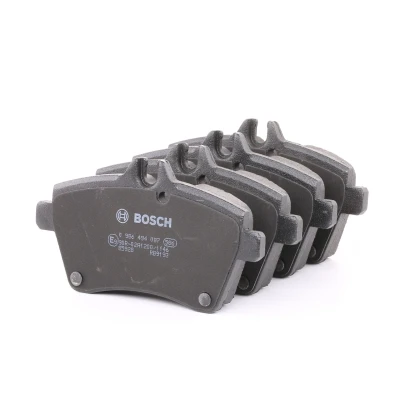 Abbildung von BOSCH 0 986 494 087 Bremsbelagsatz Low Metallic inkl. Verschleißwarnkontakt mit Montageanleitung, Anti Quietsch Blech, Schrauben
