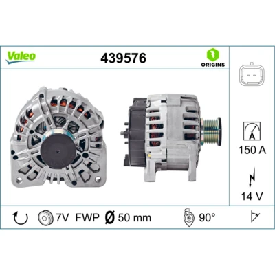 Abbildung von VALEO 439576 Lichtmaschine 14V 150A RENAULT: ESPACE 4, TRAFIC 2 Kasten, LAGUNA 2, OPEL: Vivaro A Van, Combi, NISSAN: Primastar Minibus