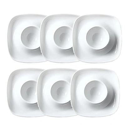 Abbildung von TAMUME Weißes Porzellan Eierbecher Set mit 6 Eierhaltern, Elegantes Teiliges Keramik Frühstückset