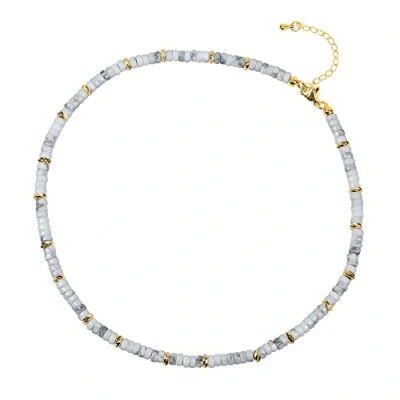 Abbildung von COAI Geschenkideen Damen Heishi Surfer Halskette Boho Bohemian Choker aus Howlith 18k Vergoldete Kette