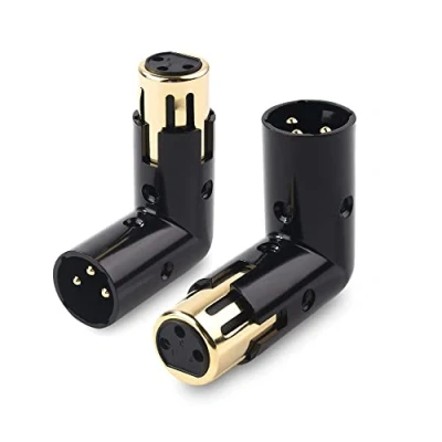 Abbildung von Cable Matters 2er Pack verstellbarer rechtwinkliger XLR Adapter Stecker auf Buchse in Schwarz (XLR 90 Grad Adapter)