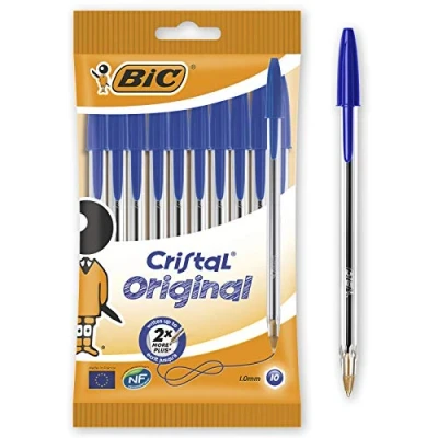 Abbildung von BIC Kugelschreiber Set Cristal Original, in Blau, Strichstärke 1 mm, 10er Pack, Ideal für das Büro, Home Office oder die Schule
