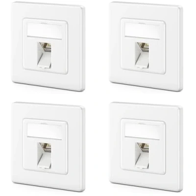 Abbildung von deleyCON 4x CAT8 Keystone Netzwerkdosen Set 2000 MHz 40 GBit/s Unterputz Netzwerkdose &amp; Modul mit RJ45 Buchse STP Geschirmt Metall Gehäuse Datendose Netzwerkkabel Verlegekabel