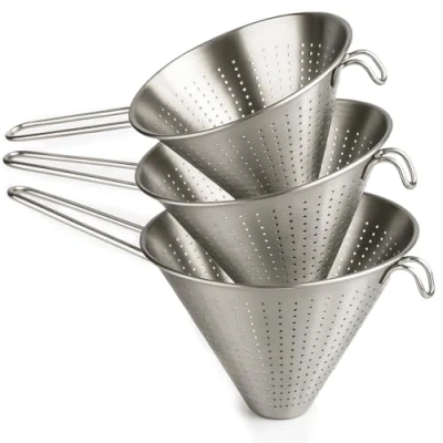 Abbildung von Space Home 3 x Sieb Spitzsiebset Küchensieb Edelstah Edelstahlsieb Strainer Spitzsieb Fein Reissieb Chinesisches Durchmesser 14, 16 und 20 cm
