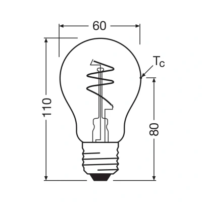 Abbildung von OSRAM Vintage 1906 Classic ist eine warmweiße LED Lampe mit spiralförmigem Filament in klassischer Kolbenform. Sie bietet 4.9 W für 470 lm, E27 Fassung, goldfarbenes Glas, 60 mm Durchmesser, 2200 K.