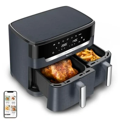 Abbildung von Moulinex Dual Easy Fry XXL, Doppel Luftfritteuse, 6 10 Personen, großer Korb bis 3 kg, 7 voreingestellte Programme, EZ942BF0