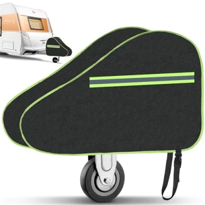Abbildung von AiQInu deichselabdeckung mit Reflektierendem Rand, Universal Deichselhaube Groß Wasserdicht Wohnwagen Verstellbare Gurtschnalle Deichselschutzhülle
