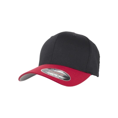 Abbildung von Flexfit Wooly Combed 2TONE Cap, Größe: S/M, Black/red