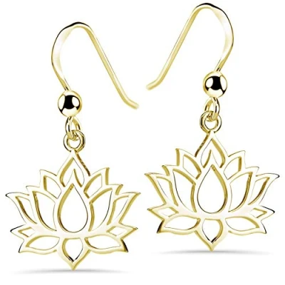 Abbildung von MATERIA Damen Ohrringe Gold Lotusblüte 925 Silber vergoldet spirituell SO 73