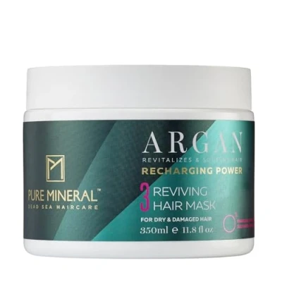Abbildung von Pure Mineral Intensiv reparierende Argan Haarmaske Reparatur und Glanz für trockenes Haar Nährend mit Vitamin E Ohne Sulfate, Parabene, Petrolate 350ml