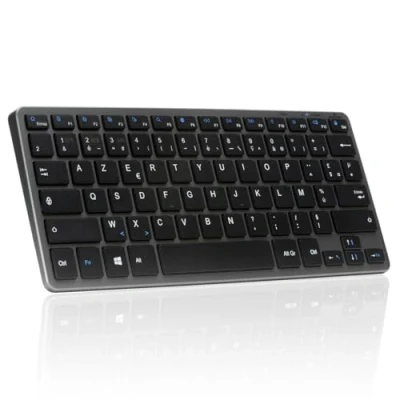 Abbildung von Bluestork Kabellose Bluetooth Tastatur, Mini französische AZERTY leicht, leise, Tastatur 90 Stunden Akkulaufzeit, wiederaufladbar USB C, 14 Multimedia Shortcuts