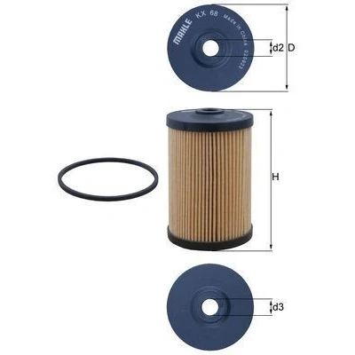 Abbildung von MAHLE ORIGINAL KX 68D Kraftstofffilter Filtereinsatz MERCEDES BENZ: T2/L Box Body / Estate, T2/LN1 Platform/Chassis