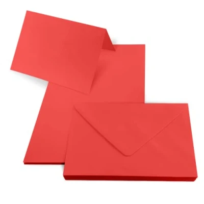 Abbildung von Netuno 25 Blankokarten mit Umschlägen DIN B6 Karten Rainbow Rot + Umschläge Kartenset Klappkarten und Briefumschläge Papier blanko Kuverts farbig Kartenrohlinge Umschlag