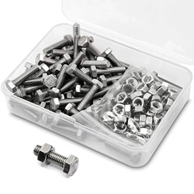 Abbildung von M5*16mm 80 Stück 304 Edelstahl Sechskantschrauben Bolzen und Muttern set, Maschinenschrauben schrauben