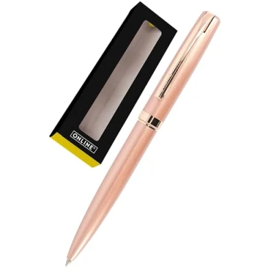 Abbildung von ONLINE Drehkugelschreiber Eleganza I Metall rosegold auswechselbare Großraummine I,Metallclip Schreibfarbe Schwarz Kugelschreiber inkl. Geschenkverpackung, 1 Stück (1er Pack)