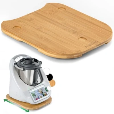 Abbildung von ANBOXIT Gleitbrett für Thermomix TM6/TM5, Brett mit Rollen, Leicht Gleitendes Bambus Rollbrett/Slider