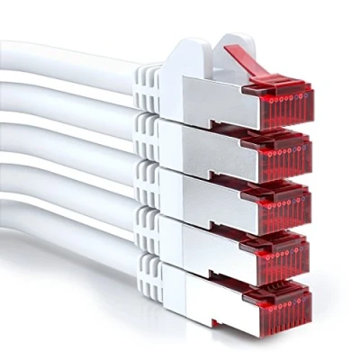 Abbildung von deleyCON 5x 0,25m CAT6 Patchkabel S/FTP PIMF Schirmung CAT 6 RJ45 Netzwerkkabel Ethernetkabel LAN DSL Switch Router Modem Access Point Patchfelder Weiß