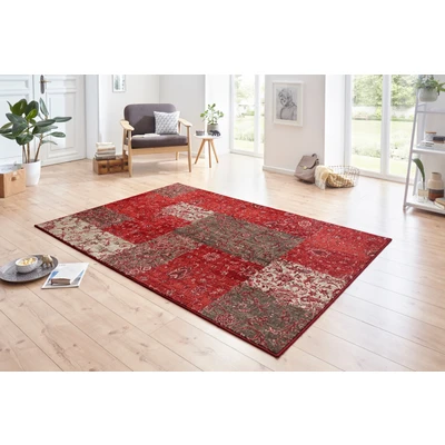 Abbildung von Hanse Home Teppich Kirie Patchwork Kurzflor Modern Vintage Design Teppiche für Esszimmer, Wohnzimmer, Kinderzimmer, Flur, Schlafzimmer, Küche Rot Braun 80x150cm