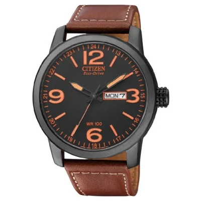 Abbildung von Citizen Herren Analog Quarz Uhr mit Leder Armband BM8476 07EE, Rot/Schwarz