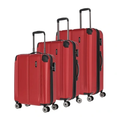 Abbildung von Travelite City Kofferset 3 tlg. 4w L/M/S Rot 73040 10 Koffer mit 4 Rollen