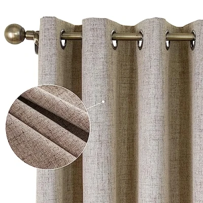 Abbildung von CUCRAF Vorhang 100% Blickdicht Leinen Gardinen mit Ösen Verdunklungsvorhänge H175 x B140 cm 2er Set, Thermovorhang Kälteschutz Schallschutz für Wohnzimmer Schlafzimmer