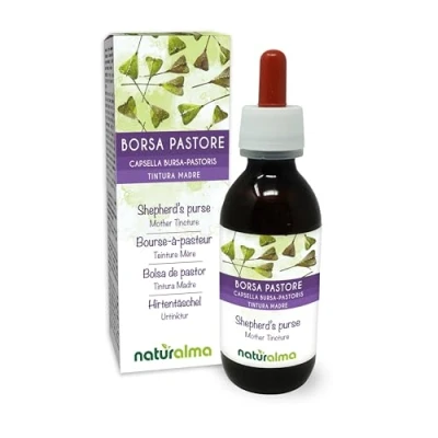 Abbildung von Hirtentäschel (Capsella bursa pastoris) Kraut Alkoholfreier Urtinktur Naturalma Flüssig Extrakt Tropfen 120 ml Nahrungsergänzungsmittel Veganer