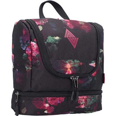 Abbildung von Travel Kit stylische Reisewaschtasche mit extra Bodenfach Kulturbeutel zum Aufhängen Kosmetiktasche vielen Staufächern für Reisen und Campen Toiletry Bag, 25x24x11 cm, Black Rose