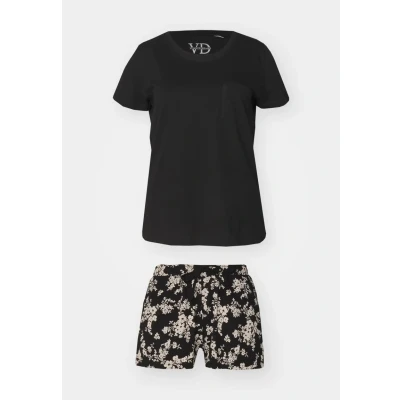 Abbildung von Lascana VD Prints Shorty Nachtwäsche Set, Damen, Größe: 32/34, Black/white