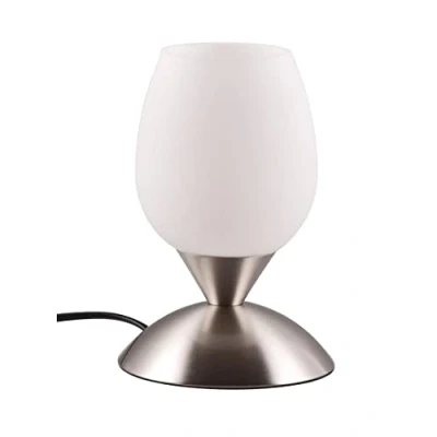 Abbildung von Reality Leuchten Tischleuchte Cup II R59441007, Metall Nickel matt, Glas weiß, exkl. 1x E14, On/Off Touch