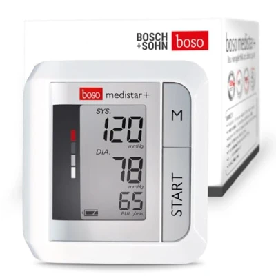 Abbildung von boso medistar+ Handgelenk Blutdruckmessgerät mit Speicher für 90 Messungen, extra großem Display und Arrhythmie Erkennung Inkl. Handgelenkmanschette (13,5 21,5 cm)